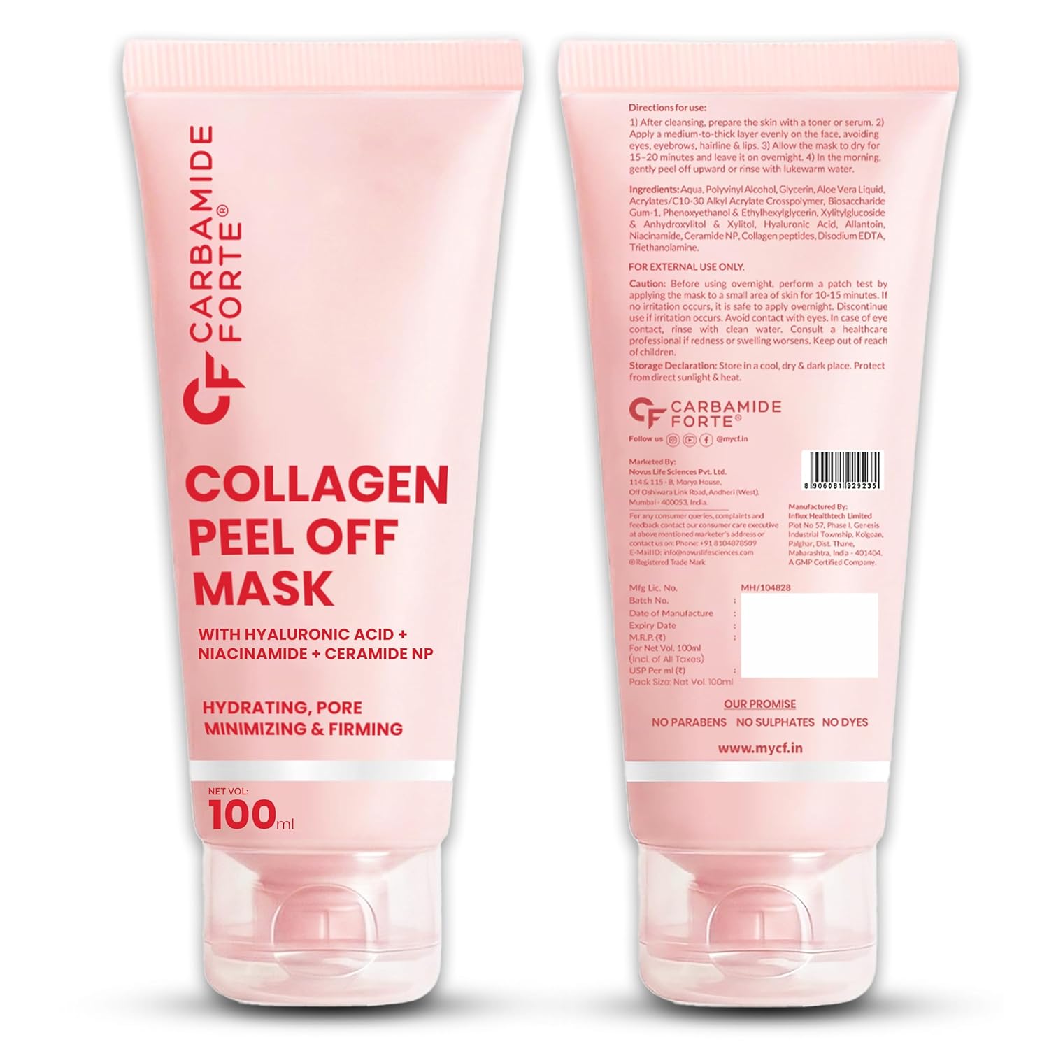 Carbamide Forte Collagen Peel Off Mask for Korean Glass Skin | Collagen mask overnight with Hyaluronic Acid, Niacinamide & Ceramide NP | Pore Minimizing, Firming & Skin Brightening Mask | For All Skin Types | 100 ml - Image 10