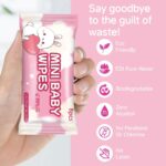 Mini Wet Wipes – 64 Count Pocket Wipes (8 Packs × 8 Wipes) | Alcohol & Fragrance Free | 99% Pure Water Baby & Adult Wet Tissues for Hand, Face & Travel Use (64, Pink) - Image 4