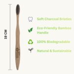 Bamboo Toothbrush & Tongue Cleaner Combo for Adults (2 Wooden Brushes + 1 Tongue Cleaner) | Activated Charcoal Soft Bristles | BPA-Free, Biodegradable, Plastic-Free Eco-Friendly Ayurvedic Oral Care Set - Image 3