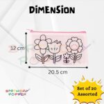 Birthday Popper Colour Your Pencil Pouches As Birthday Return Gifts - Set of 20 - Assorted Theme Doodle Zipper Case for Girls - School Art Projects for Creative Kids - Image 3