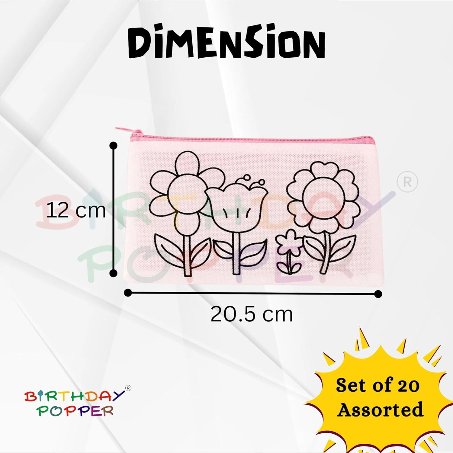 Birthday Popper Colour Your Pencil Pouches As Birthday Return Gifts - Set of 20 - Assorted Theme Doodle Zipper Case for Girls - School Art Projects for Creative Kids - Image 3