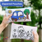 Birthday Popper Colour Your Pencil Pouches As Birthday Return Gifts - Set of 20 - Assorted Theme Doodle Zipper Case for Girls - School Art Projects for Creative Kids - Image 4