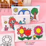 Birthday Popper Colour Your Pencil Pouches As Birthday Return Gifts - Set of 20 - Assorted Theme Doodle Zipper Case for Girls - School Art Projects for Creative Kids - Image 5