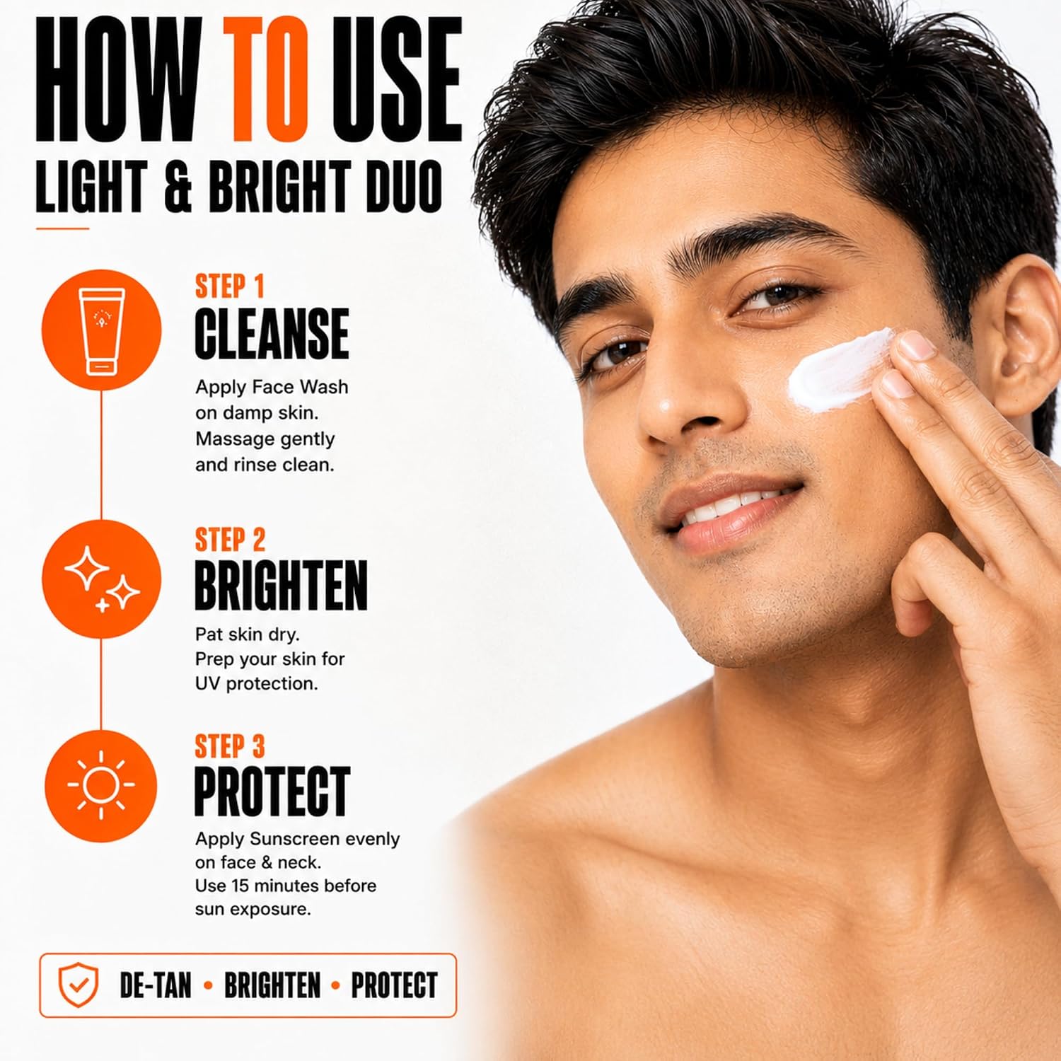 HIVADO Men’s Face Wash 100ml & Sunscreen SPF 50 PA++++ 50ml Combo Pack | Deep Cleansing Face Wash + Lightweight Sunscreen for Men | Anti-Acne, Anti-Aging & Moisturizing Skincare Set | Hydrating & Brightening Formula | For All Skin Types - Image 5