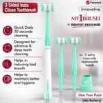 My1brush 3 Sided Ultra Soft Bristle Toothbrush for Adults | Helps in Instant & Deep Cleaning | Innovative and Dentist Design | 2 Replaceable Head, Lasts for 1 Year | BPA Free | Aqua Green - Image 3
