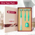 My1brush 3 Sided Ultra Soft Bristle Toothbrush for Adults | Helps in Instant & Deep Cleaning | Innovative and Dentist Design | 2 Replaceable Head, Lasts for 1 Year | BPA Free | Aqua Green - Image 9