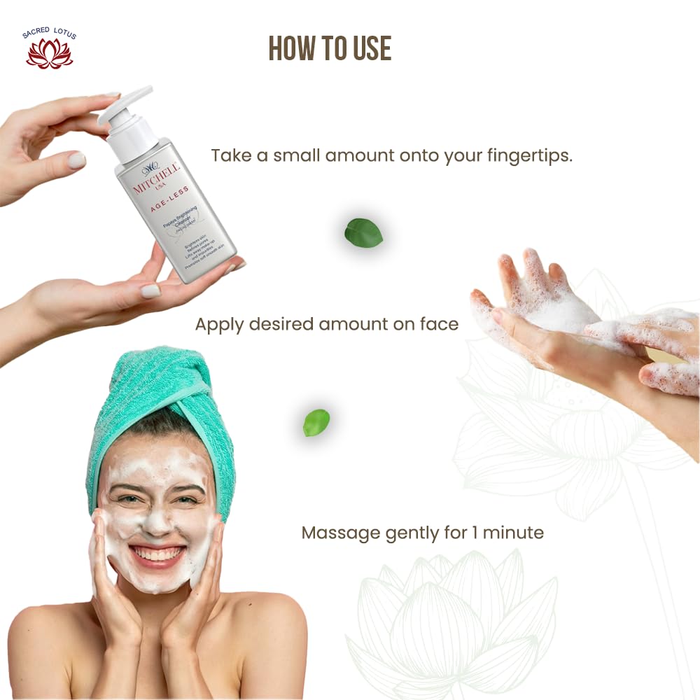 Mitchell USA Papaya Gentle Facial Cleanser for Face Brightening | Normal to Oily & Dry Skin Types | Lotus Seed, Witch Hazel, Ginger Root & Aloe Vera Extract | Glowing Skin for Men & Women | 200 ml - Image 4