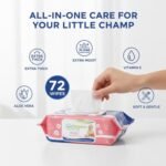 Baby Wet Wipes 72 Wipes Each Alcohol-Free Baby Wipes with Vitamin E Gentle Extra Moist & Soft Cleansing Wipes for Newborns and Sensitive Skin (Pack of-2) - Image 5
