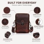 MENSCH 3 in 1 Genuine Leather Office Bussiness Messenger Crossbody Side Sling Shoulder & Waist Accessories Bag For Daily Use, Travel Bag With Detachable Strap for Men & Women | 1 Year Warranty - Image 3