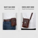 MENSCH 3 in 1 Genuine Leather Office Bussiness Messenger Crossbody Side Sling Shoulder & Waist Accessories Bag For Daily Use, Travel Bag With Detachable Strap for Men & Women | 1 Year Warranty - Image 5