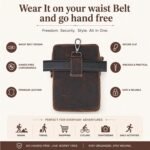 MENSCH 3 in 1 Genuine Leather Office Bussiness Messenger Crossbody Side Sling Shoulder & Waist Accessories Bag For Daily Use, Travel Bag With Detachable Strap for Men & Women | 1 Year Warranty - Image 7