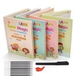 SHNMN Sank Magic Practice Copybook, (4 BOOK +1 PEN + 10 REFILL) Number Tracing Book for Preschoolers with Pen, Magic calligraphy books for kids Reusable Writing Tool - Image 3