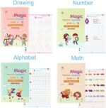 SHNMN Sank Magic Practice Copybook, (4 BOOK +1 PEN + 10 REFILL) Number Tracing Book for Preschoolers with Pen, Magic calligraphy books for kids Reusable Writing Tool - Image 5