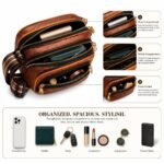Leather Crescent Sling Bag for Women & Men – Brown Half Moon Crossbody Bag with Adjustable Strap, Water-Resistant Unisex Chest & Waist Travel Purse - Image 3