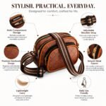 Leather Crescent Sling Bag for Women & Men – Brown Half Moon Crossbody Bag with Adjustable Strap, Water-Resistant Unisex Chest & Waist Travel Purse - Image 7