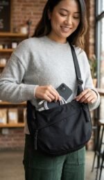 Crossbody Crescent Bag for Women | Stylish Half Moon Shoulder Sling Bag with Adjustable Strap with Zipper Closure | Lightweight Travel & Daily Use Purse | Nylon Casual Sling Purse - Image 3