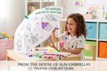 Sun Sketchers DIY Kids Paintable Umbrella with 7 Acrylic Markers - A Pen Pouch - UV Protective - Auto Open - Non-Fold - Complete Arts and Crafts Kit for Boys and Girls - Rainy Day Fun - Image 3