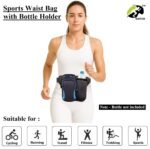 GOTEO Waist Bag with Vertical Mobile Phone Holder & Water Bottle Holder, Crossbody Chest Bag with Premium Waterproof Material with Adjustable Strap & Branded Zippers for Men and Women (Black & Blue) - Image 3