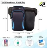 GOTEO Waist Bag with Vertical Mobile Phone Holder & Water Bottle Holder, Crossbody Chest Bag with Premium Waterproof Material with Adjustable Strap & Branded Zippers for Men and Women (Black & Blue) - Image 4