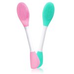 2 in 1 Silicone Face Mask Brush Pack of 2 Double Ended Facial Cleansing Scrubber and Mask Applicator Spatula for Cream Mud Mask Lip Care Skincare Tool Multicolor - Image 2