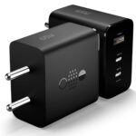 65W Trio Charger Adapter,3 Port USB Type C to A Fast Wall Charging Compatible with Nothing CMF Phone 1/Nothing Phone 2/2a/2a Plus/3a/3a Plus/Tablet & More, Black | BIS Certified - Image 2