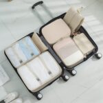 7 Set Travel Organizer Bag/Packing Cubes/Bags for Luggage/Suitcases/Travel Accessories/Compression Storage Shoe Bag/Clothing Underwear for Man & Womenl Nylon (Beige) - Image 2