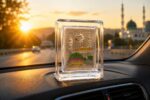 999 Silver Plated Makka Madina Acrylic Frame for Car Dashboard Home Office Islamic Decorative Showpiece Muslim Gift Ramadan Eid Mubarak Islamic Wall Table Decor - Image 2