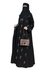 Abaya Stoned Jacket Pattern For Women Elegant Modest Wear Black Burqa Islamic Fashion Naqab Stylish Dubai Abaya - Image 2