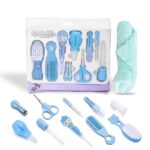 Baby Grooming Care Kit - 11 Piece, Healthcare, Baby Nail Clipper Scissors Hair Comb Brush Nose Cleaner Soft Baby Towel Safety for Toddler Infant Nursing Grooming (Blue) - Image 2