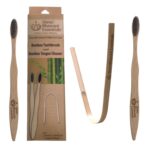 Bamboo Toothbrush & Tongue Cleaner Combo for Adults (2 Wooden Brushes + 1 Tongue Cleaner) | Activated Charcoal Soft Bristles | BPA-Free, Biodegradable, Plastic-Free Eco-Friendly Ayurvedic Oral Care Set - Image 2