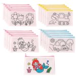 Birthday Popper Colour Your Pencil Pouches As Birthday Return Gifts - Set of 20 - Assorted Theme Doodle Zipper Case for Girls - School Art Projects for Creative Kids - Image 2