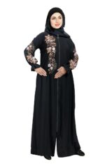 Black Abaya Embroidery Work Burqa For Women Elegant Modest Wear Islamic Naqab Stylish Dubai Abaya Farasha Full Length - Image 2