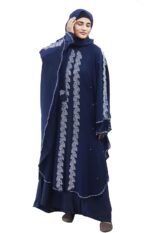 Blue Abaya Beads & Stone Work Burqa For Women Elegant Modest Wear Islamic Naqab Farasha - Image 2