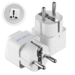 Ceptics European Plug Adapter, India to Europe Adapter (Schuko) - Type E/F Travel Adapter Europe - CE Certified - RoHS Compliant - White - 2 Pack - 5 Years Warranty - Image 2