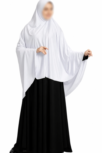 IR Women’s Pure Cotton Cloth White Eharam/Ahram/Ihram for Hajj or Umrah | Solid Durable Abaya with Hijab | White | Free Size