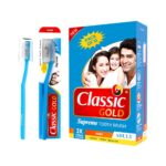 Classic Gold Supreme Manual Toothbrush for Adults | With Hard Dupont Tynex Bristles for Healthy Gums and Anti Bacterial Cover Cap | Pack of 12 Pieces - Multicolor - Image 2