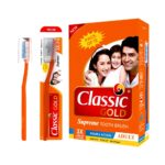 Classic Gold Supreme Medium Manual Toothbrush For Adults | With Dupont Tynex Bristles and Crystal Clear Anti Bacterial Cap | Pack of 12 Pieces - Multicolor - Image 2