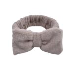 Coral Velvet Bow Headband | Soft Plush Headband for Makeup Removal Face Wash Skincare - Image 2