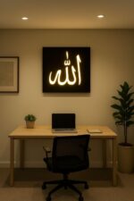 DAYDREAM PICTUREX Art Allah Mohammad Saw Black Gold Religious Frame Islamic home Office Shop Walldecor Painting, Bedroom Wall Hanging Islamic LED Frame, Home Decoration Items - Image 2
