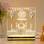 Eid Festival Acrylic Gift Item, Warm White LED Light, Spiritual Room Decor, Arabic Calligraphy Plaque, Muslim Festive Home Lighting, Bedside Night lamp,(5 x 5) Inch - Image 2