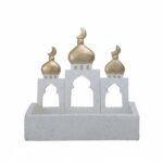 Enakshi Arabic Design Islamic Architecture Ornament Gold Accents Ramadan Decoration Festive Atmosphere Eid Mubarak Decor Speckled Finish for Dining Table, Living Room, 3-Door Square - Image 2