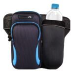 GOTEO Waist Bag with Vertical Mobile Phone Holder & Water Bottle Holder, Crossbody Chest Bag with Premium Waterproof Material with Adjustable Strap & Branded Zippers for Men and Women (Black & Blue) - Image 2