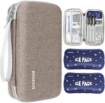 Insulin Cooler Travel Case,EVA Insulation Travel Medicine Kit with 2 Ice Packs for Diabetes Care,Insulin Pen and Other Diabetic Supplies (Brown) - Image 2