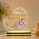 Islamic Couple Acrylic LED Lamp with Custom Names | Muslim Wedding Gift for Husband Wife | Personalized Night Light Decor | Quran Verse Lamp | Ramadan Eid Mubarak Gift |(5.5x5.5) Inch - Image 2