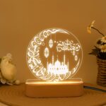Islamic Ramadan Kareem Acrylic LED Lamp | Arabic Calligraphy Night Light Mosque Theme | USB Powered Table Light Soft Glow | Bedroom Decor Muslim Gift | Size (5.5x5.5) Inch - Image 2