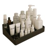 Large Makeup Organizer Case with Compartments, Skincare Storage Holder for Vanity, Bathroom Countertop Cosmetic Display, Multi Section Desktop Organizer for Beauty Bottles (Black) - Image 2