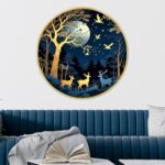 Livin'luxe paintings couple deer modern art Premium Sparkle lamination Golden Slim Frame 58 cm x 58 cm Large Size, For Home/Office/Hotel painting GR130 - Image 2