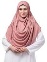 Mallika Women's Polyknit Free Size Ready to Wear Instant Hijab/Khimar with Front Pleated Fall - Image 2