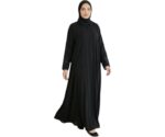 Midnight Bloom Women’s Black Firdous Abaya with Floral Sleeve Embroidery | Long Sleeve Modest Islamic Wear Kaftan Style Burqa | Full Length Flowy Outfit for Occasions | Without Dupatta - Image 2