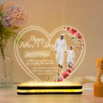Muslim Dad Gift LED Acrylic Lamp | Islamic Father's Day Table Light | Ramadan Decor | Eid Celebration Decoration | Bedroom Night Lamp | Office Desk Ornament | Warm White Glow | (5.5x5.5 Inch) - Image 2